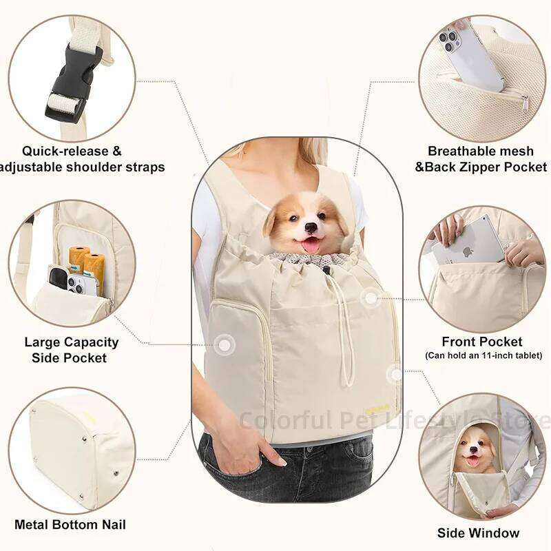 Chest Front Carrying Tote Breathable Backpack Chihuahua Dog Portable Outdoor Travel Carrier Bag for Cat 26H0130
