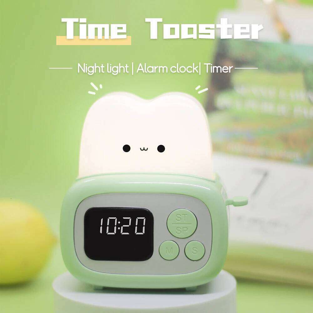 1pc new LED toaster alarm clock, creative cartoon nightlight with timing function, ins wind bedside decoration W260130