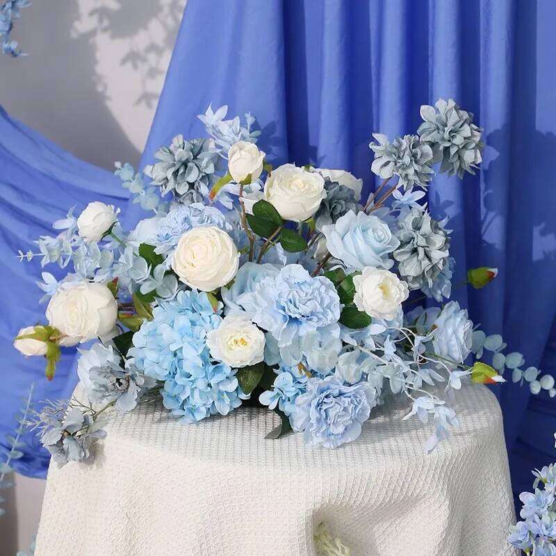 Blue wedding Artificial hydrangea Rose Hang flowers floor flower Row Backdrop decoration Scene Road Lead Flower Ball prop W260130