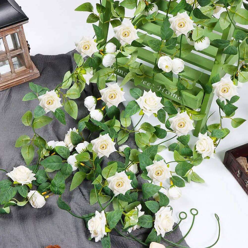 Multicolor Artificial Rose Flower Vine Silk Petal Ornament Wall Hanging Garland Photo Props DIY Accessories Y260130