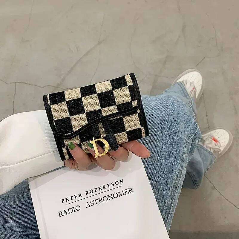 New Black and White Check Exquisite High-End Multi-Card Holder for Women - view 5
