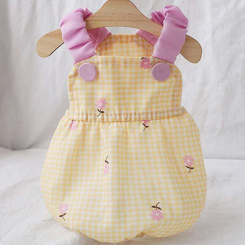 Yellow Flower Dress for Small Dogs Thin Puppy Princess Skirt Dog Summer Clothes Chihuahua York Clothing Pet Supplies H260130