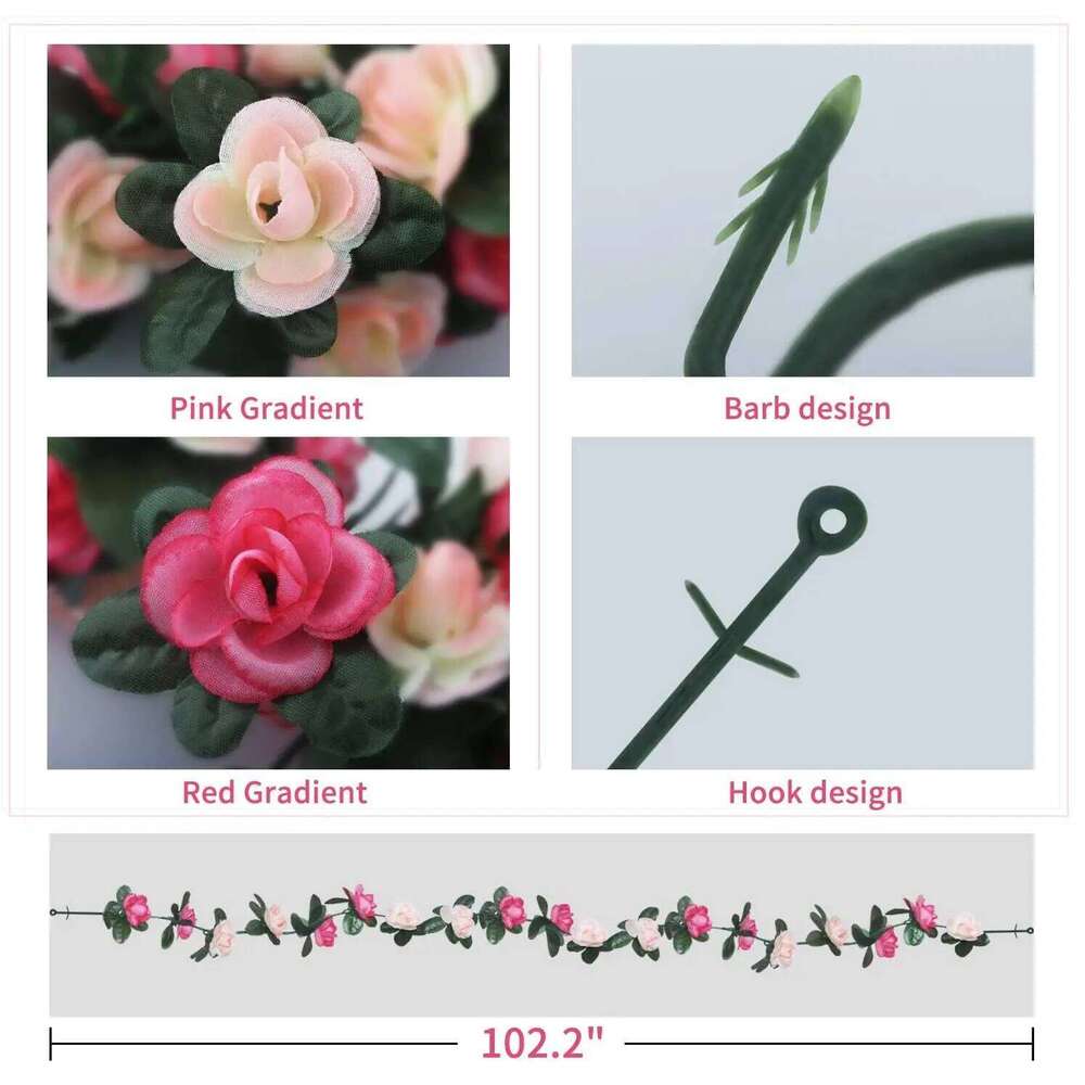 5PCS 2M Purple Flower Garland Plants Artificial Fake Rose Vine Flowers Hanging Ivy for Wedding Party Garden Wall Decoration Y260130