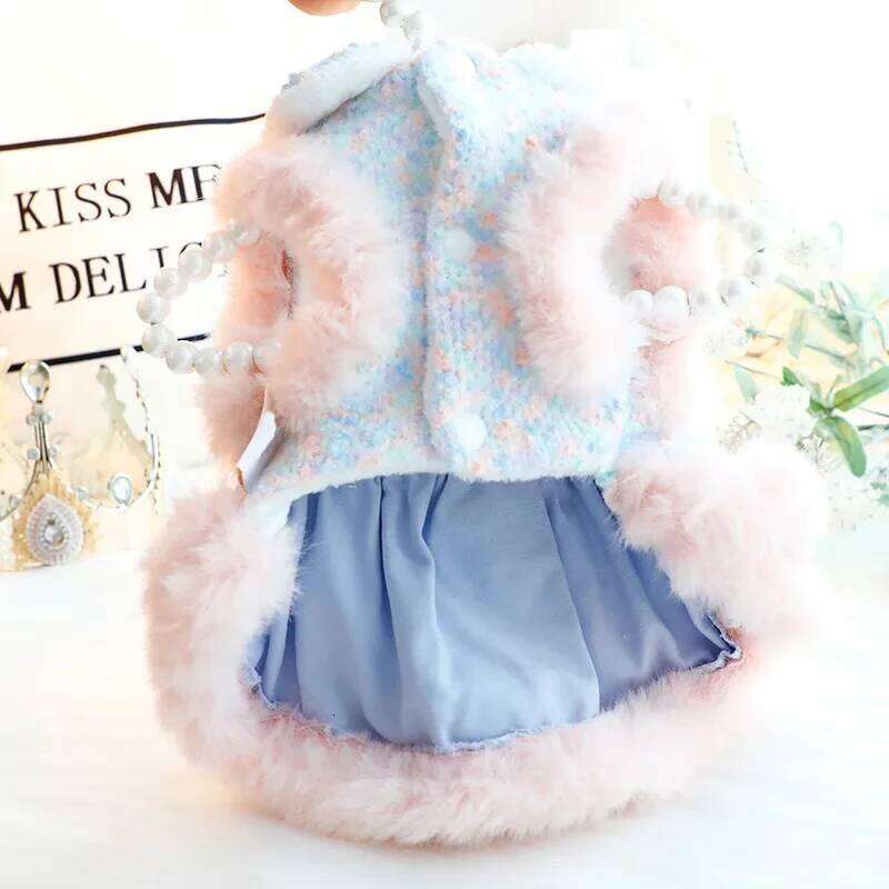 Clothing Winter Thickened Cat Princess Dress Color Tow Double-layer Skirt Fashion Design Warm Dog Coat H260129