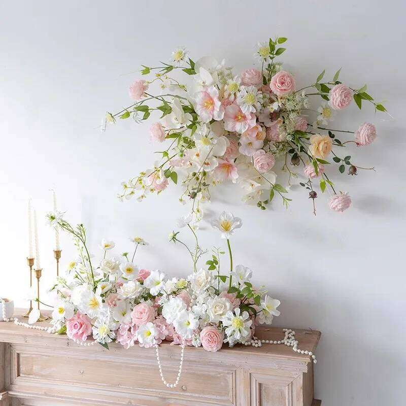 Pink Artificial Arrangement Wedding Backdrop Decor Arch Floral Row Table Flower Party Window Display Photo Props Y260130