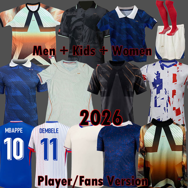 2026 France World Cup Soccer Jerseys maillot French MBAPPE OLISE CAMAVINGA Football shirts EKITIKE DEMBELE maillot foot HERNANDEZ NKUNKU enfants 3XL 4XL