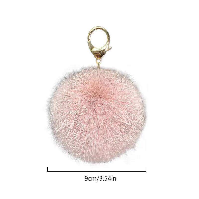 9CM Real Fox Fur Ball Keychains for Women Girls Soft Plush Pompom Pendant Key Chains Rings Keyring Holder Charm Bag Gifts Z260130