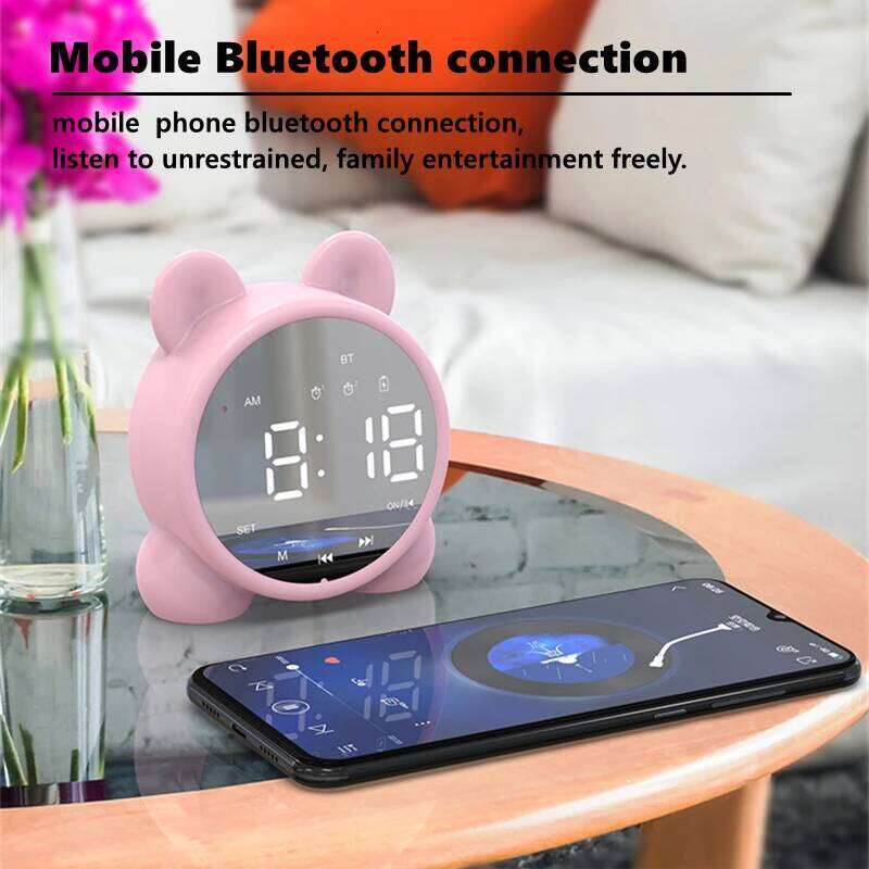 Bluetooth Mirror Table Cute Cat Digital Alarm For Kids Bedside Clock Children'S Sleep Led Clocks W260130