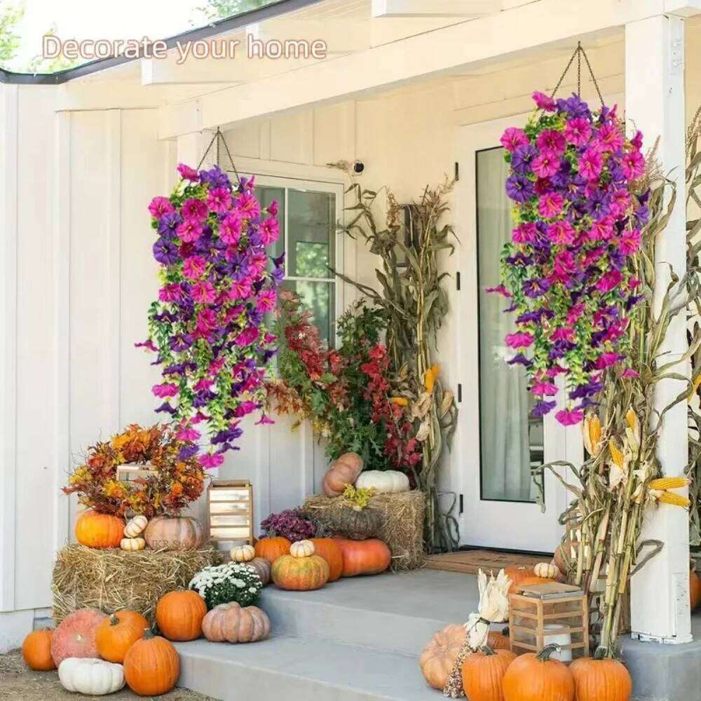 Flower New Artificial Hanging Flowers Plants Easter Decoration 2025 UV-resistant and Realistic Room Decor Wedding Y260130