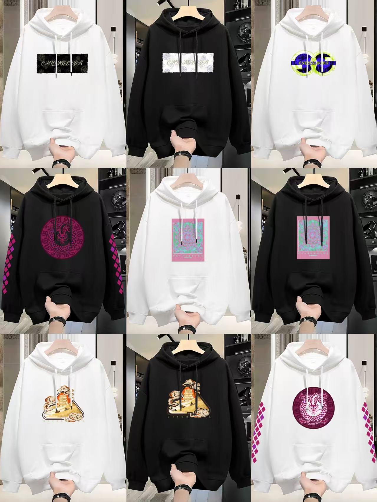 Men's Hoodie Street Retro Chinese Style Pullover Hooded Sweatshirt