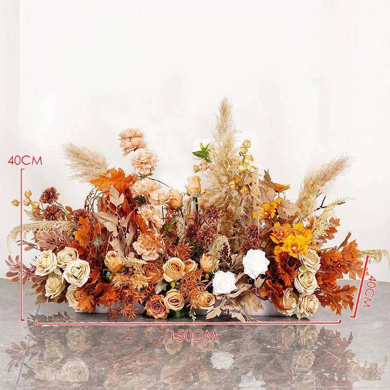 Brown Leaves Natural Dried Pampa Wedding Floor Floral Arrangement Arch Decor Hanging Flower Row Centerpieces Ball Window Display Y260130