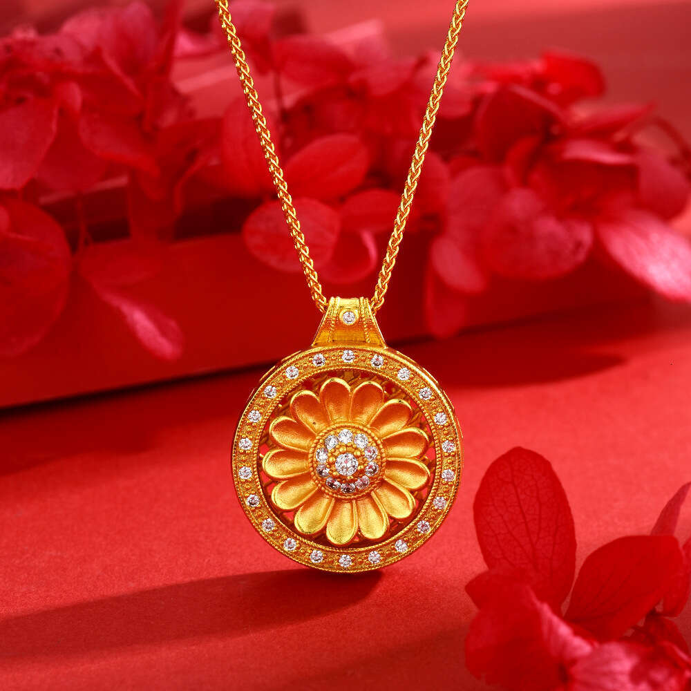 National Wei Xue Same Style Gourd Necklace for Women Rotatable Vajra Pendant Ancient Gold Non-Fading High-End Feel