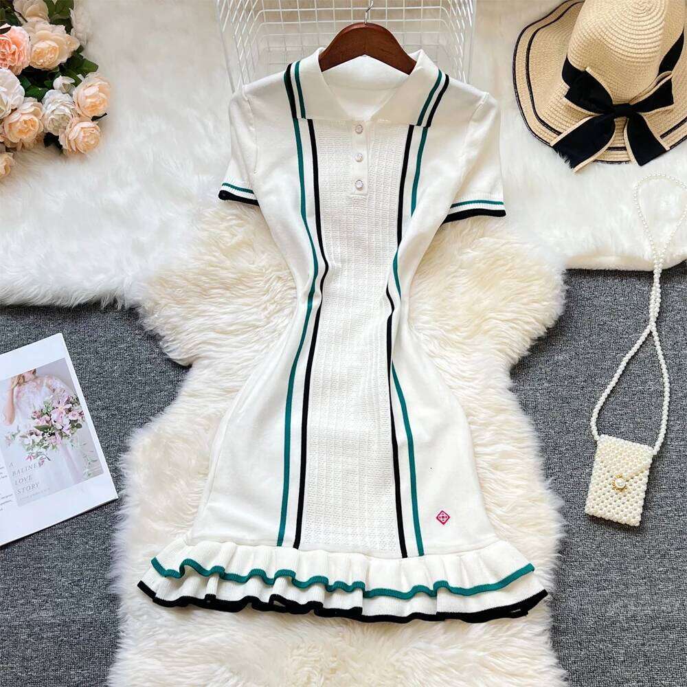 YuooMuoo Brand Fashion Women Knitted Mini Ins Hot Sexy Package Hips Ruffled Party Dress Streetwear Lady Outfits Vestidos XJ260130