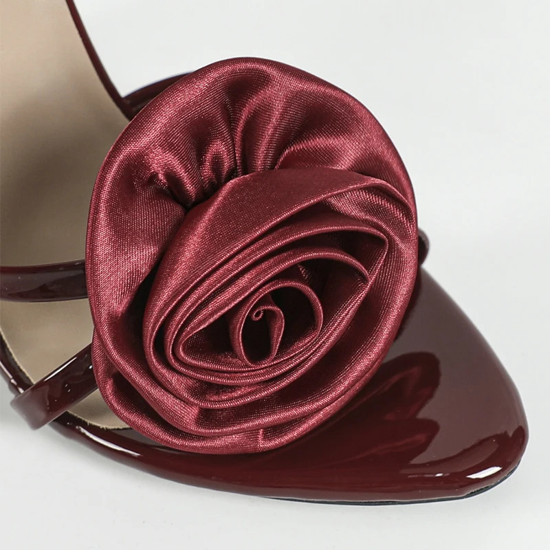 Wine Red Sandals Women Flower Cross Strap Slingback Open Toe High Heels Nightclub Prom Wedding Pumps Ladies Shoes Zapatos Mujer 260124