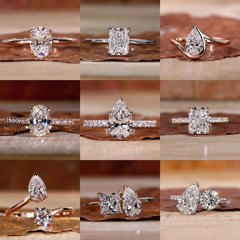 18K Solid Gold Engagement Wedding Ring Custom DEF VS VVS Round Cut GIA IGI Lab Grown Diamond Rings