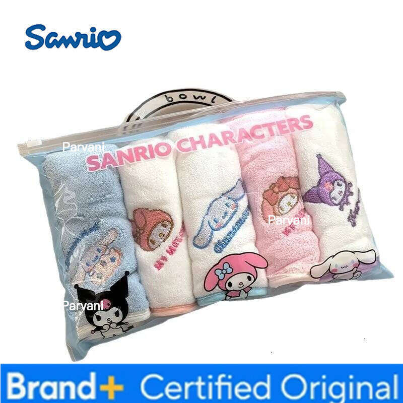 Sanrio 5pcs Cartoon Cinnamoroll Skin Friendly Absorbent Face Towel Suitable For Women Adults Children Handkerchiefs And Hand Towels H260130