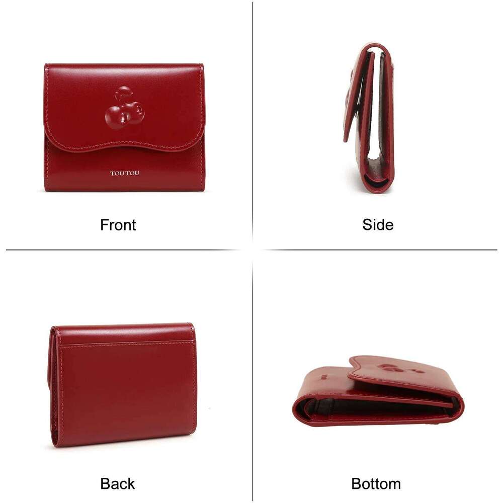 Birthday new year Gift: The New TOUTOU Cowhide Wallet, Lightweight, Compact Red Card & Coin Purse, a Gift for Girlfriend Z260130