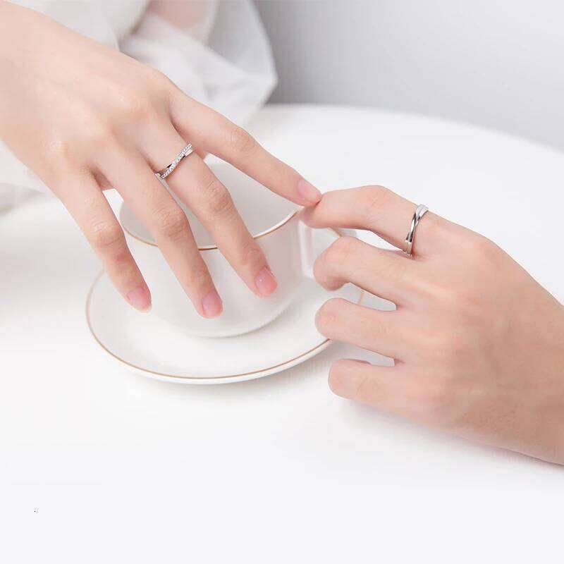 Modian Romantic Engagement Couple Rings for Men and Women 925 Sterling Silver Shiny Clear CZ Glossy Line A Pair Ring Jewelry XJ260130