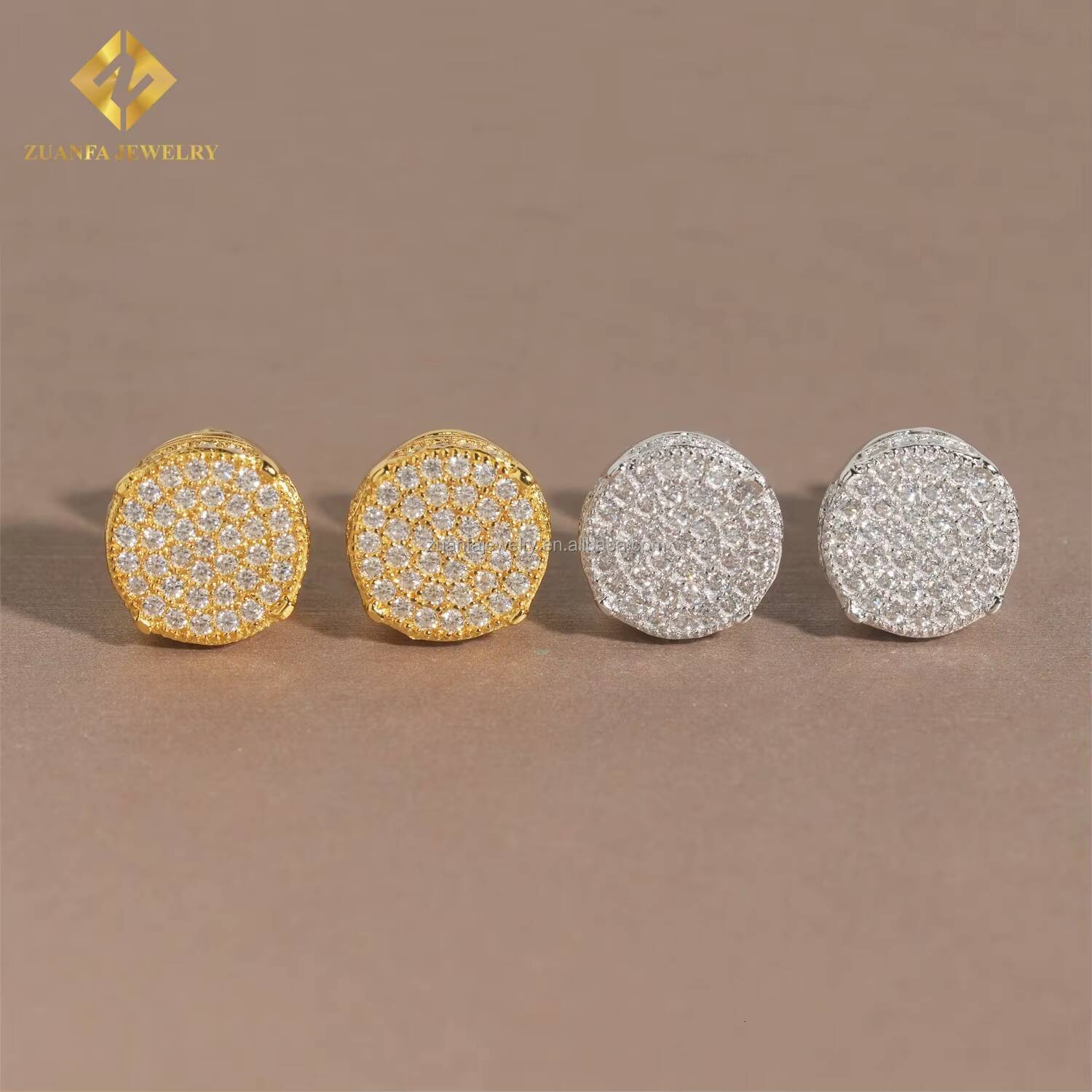 Pass Diamond Tester Bulk Stock Best Selling Hip Hop Rapper 925 Sterling Silver VVS1 Moissanite Stud Earring Screw Back