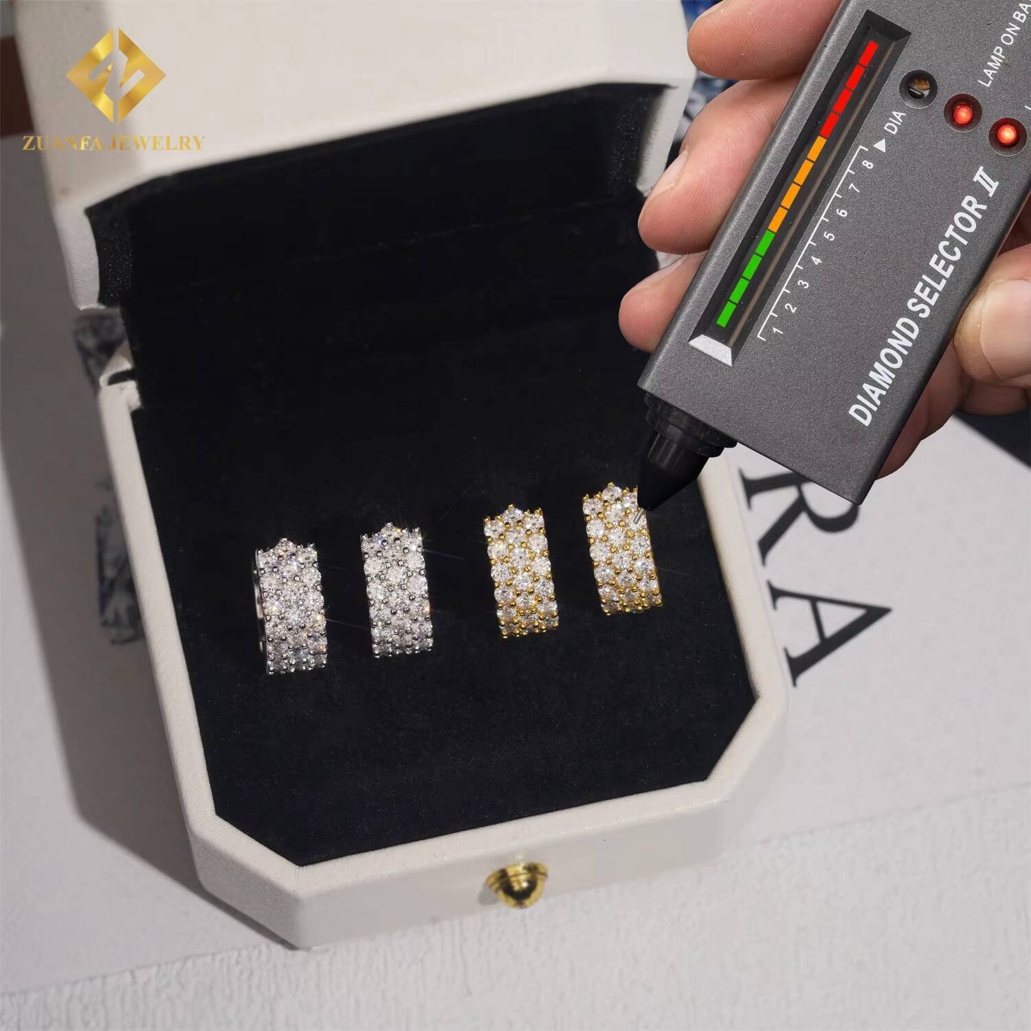 Moissanite Earring Rapper Fashion Diamond Earring Solid 18k Gold 925 Silver VVS Moissanite Iced Out Earrings