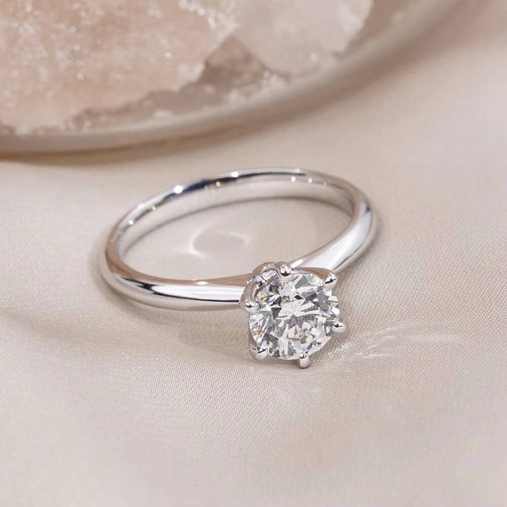 Ready to Ship MSR-058 Classic Design PT950 Solitaire Diamond Ring 1ct Round Shape Lab Grown Diamond Ring
