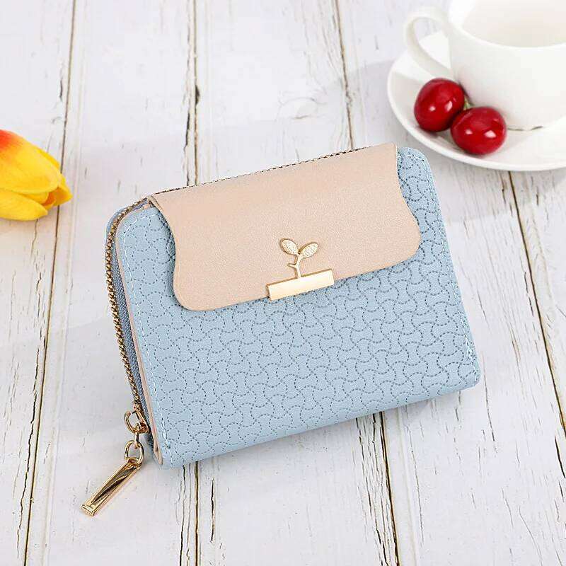 Ladies Wallets Leaf Hasp Clutch Brand Designed Student PU Leather Mini Coin Purse Female Card Holder Money Bag New Women Wallet Z260130