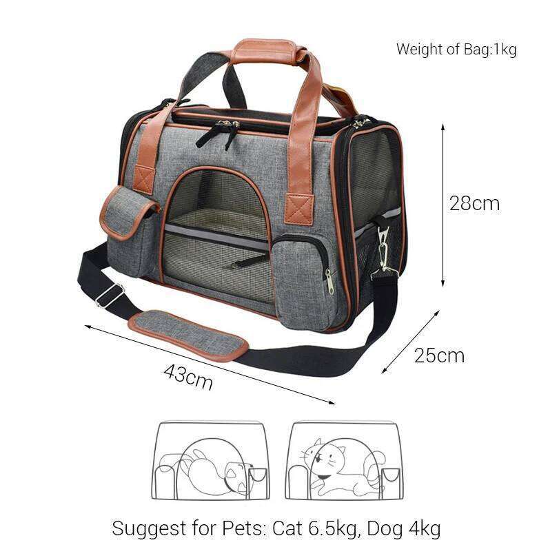 Carrier Car Seat Pet Carriers Portable Backpack Cat Cage Breathable Small Dog Travel Bag Airplane Approved 26H0130