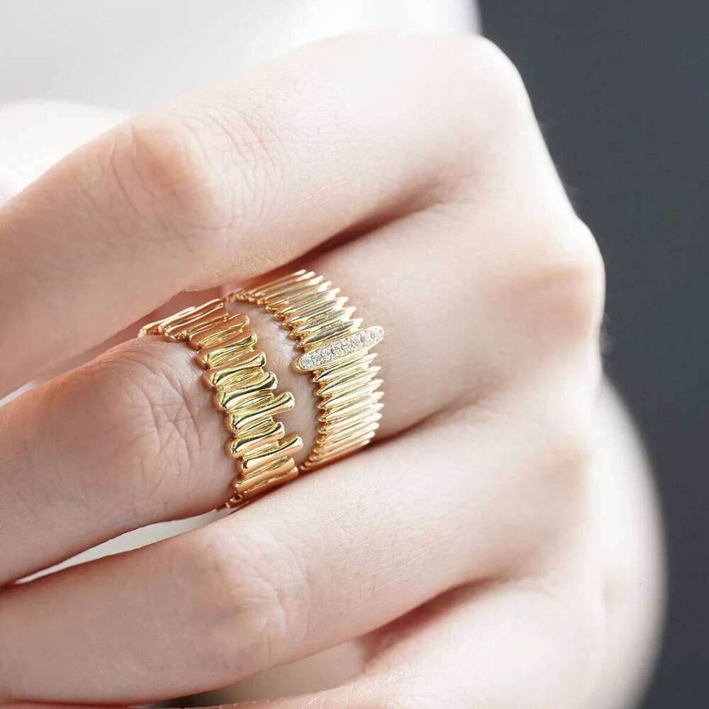 Fashionable S925 Sterling Silver Gold Plated Cool Ring For Women Organ All-match Earrings XJ260130