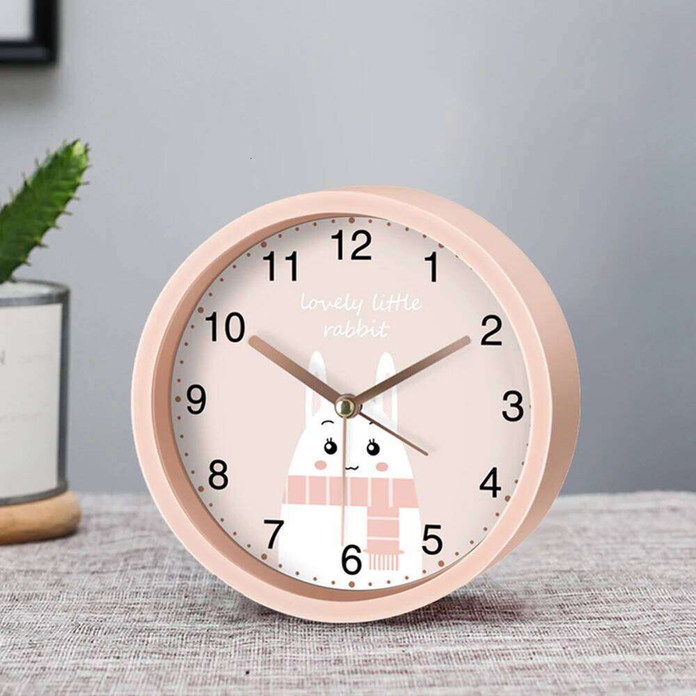 Round Silent Cartoon Small Bedroom Bedside Table Alarm Clock Non Ticking Student Wake Up Gift W260130
