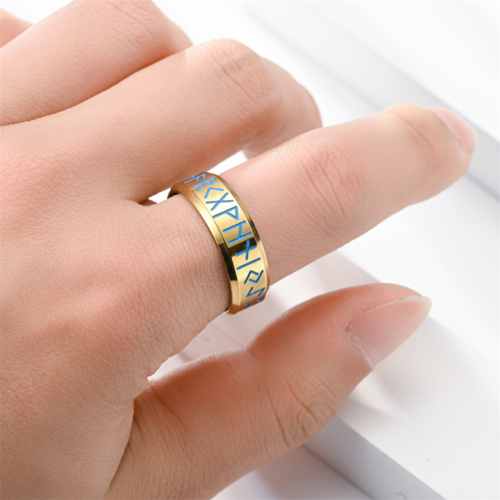 Fashion New Norse Luminous Viking Text Ring Source Manufacturer Bulk Discount