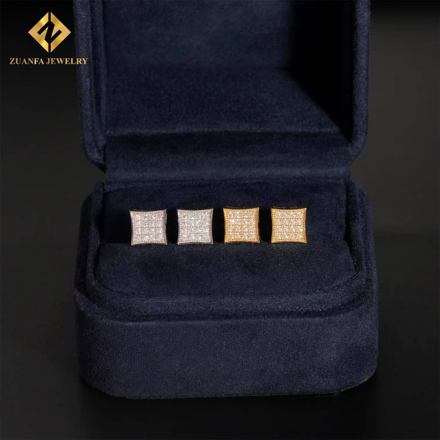 Ready to Ship Wholesale Hip Hop Jewelry Ear Studs VVS Moissanite Diamond 925 Sterling Silver Iced Out Stud Earring Men Women