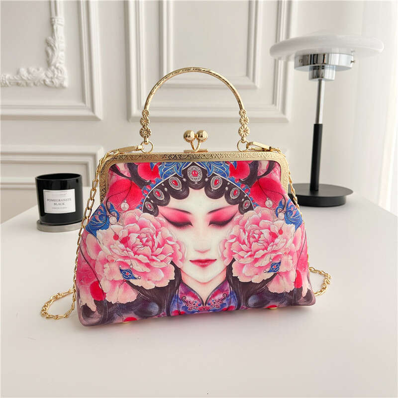 Peking Opera National Trend Finished Fashion Ethnic Hanfu Crossbody Handbag Cheongsam Trendy Street Style Item Clip Bag MASA