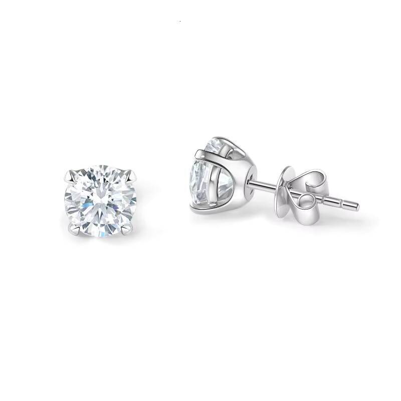 1ct FG VS Lab Grown Diamond Four-Prong Stud Earrings Round Cut Fine Jewelry for Girls