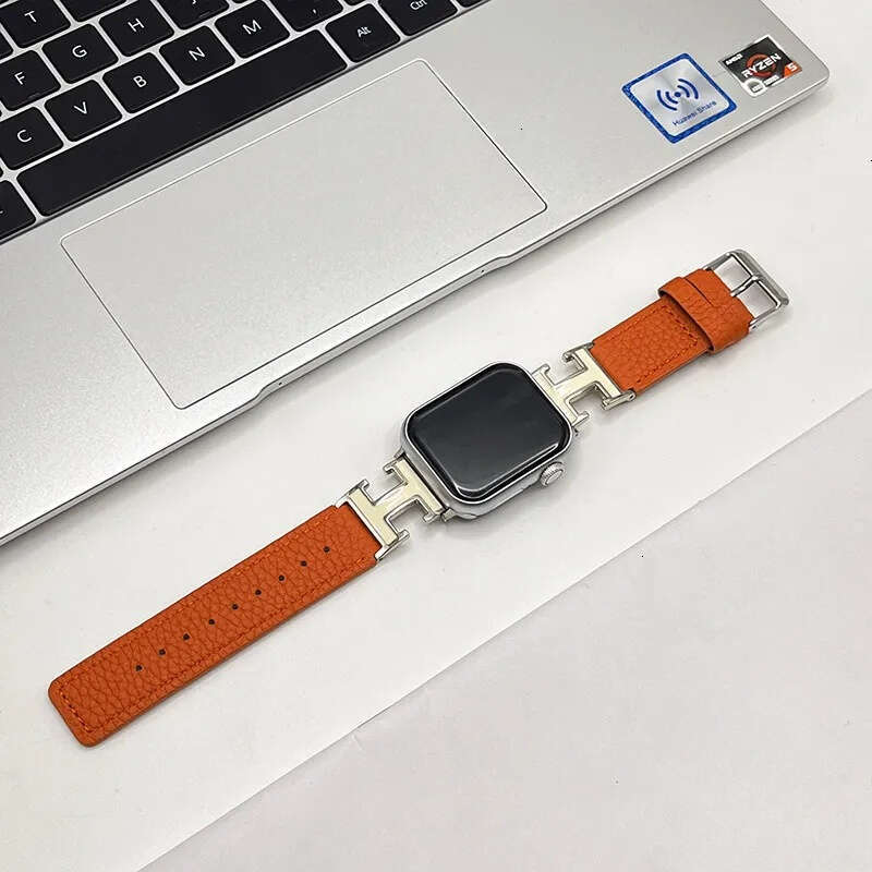 Professional Leather Apple Watch Band with Metal Detail Compatible with iWatch Series 4 5 6 7 8 9 10 38mm 40mm 41mm 42mm 44mm 45mm 46mm 49mm