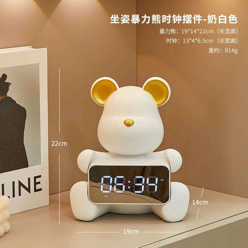 Cartoon Violent Bear Electronic Alarm Living Room Bedroom Bede Table Desktop Watch Luminous Mute Digital Decoration Clock W260130