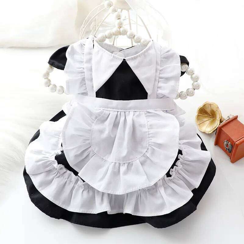 Clothes Summer Pussy Princess Dress Black Deacon Anime Maid Lolita Small Dog Teddy Pet Supplies H260129