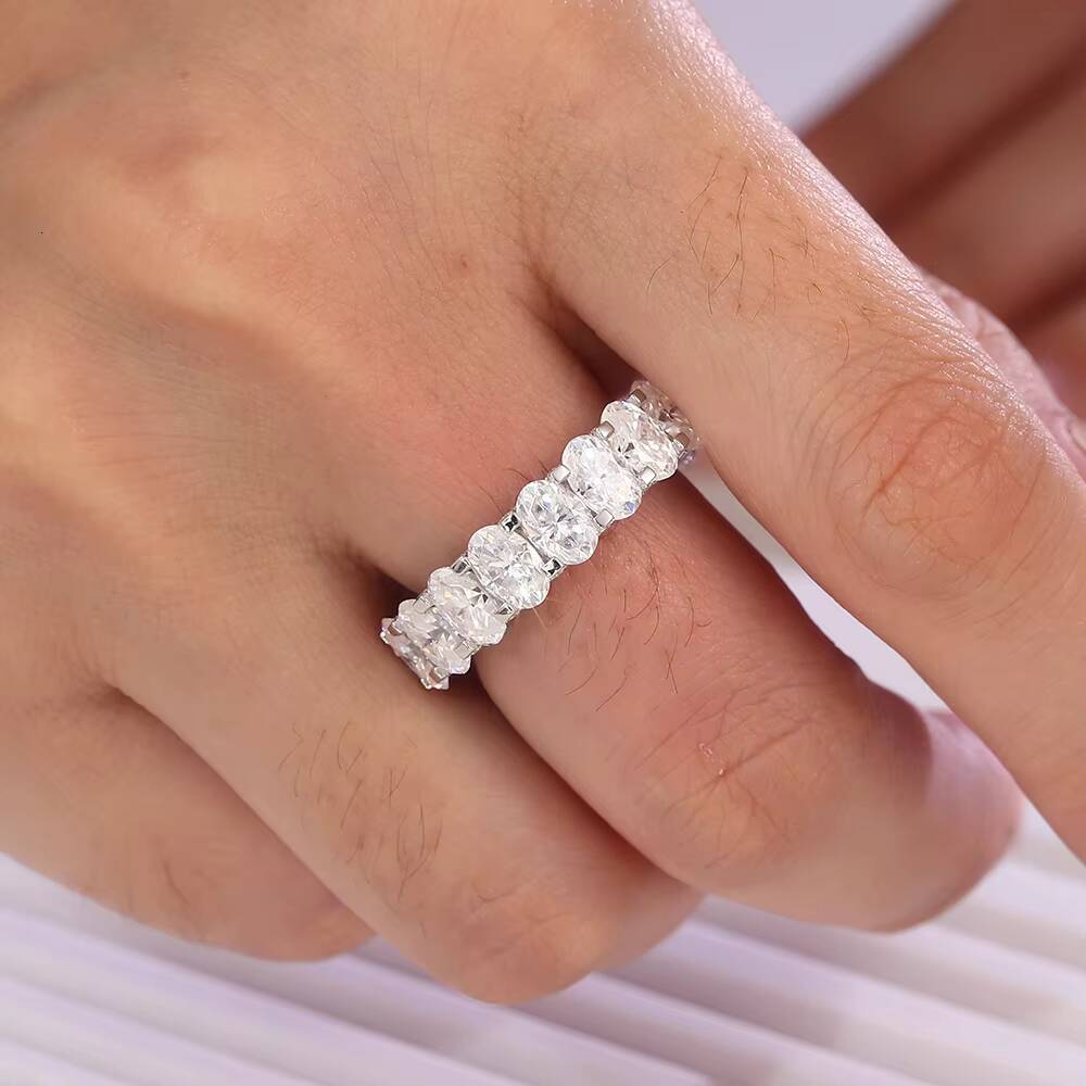 Hot Sale Oval Cut 14K Solid White Gold Round DEF VVS Moissanite Handmade Wedding Fashion Jewelry Rings for Couple Men Daily Wear
