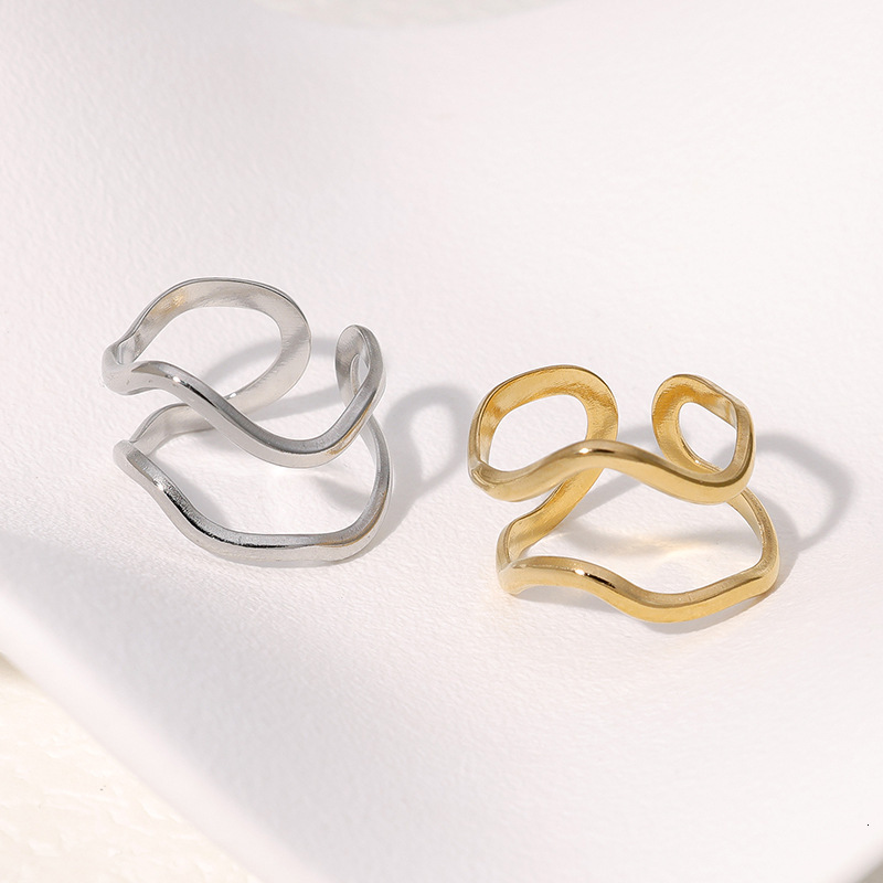 Fashion New Hydraulic Open Double Layer Water Ripple Ring from Europe, America, Japan, and Korea, Direct Manufacturer, Bulk Pricing