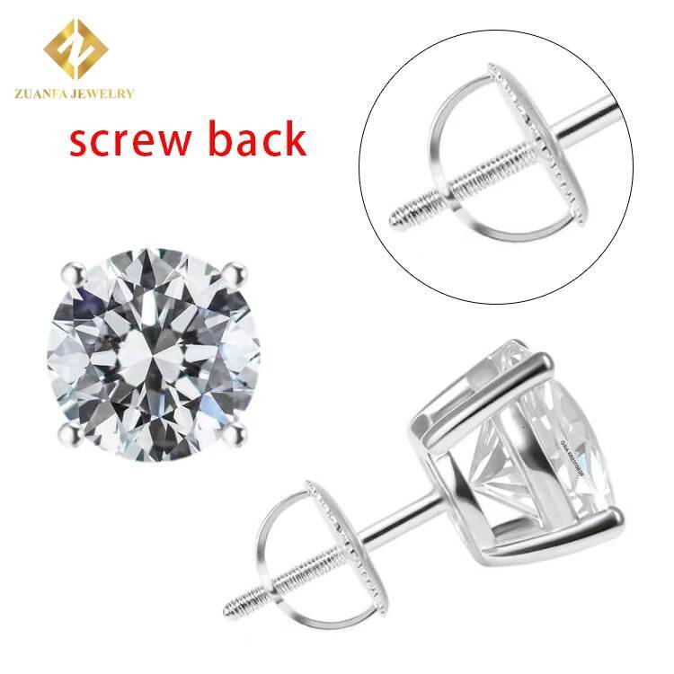 Hot Sale Classic 4 Prong Diamond Stud Earrings Solid Gold Rose Gold VVS Moissanite Ear Stud 3mm 4mm 5mm 65mm 8mm Women Men