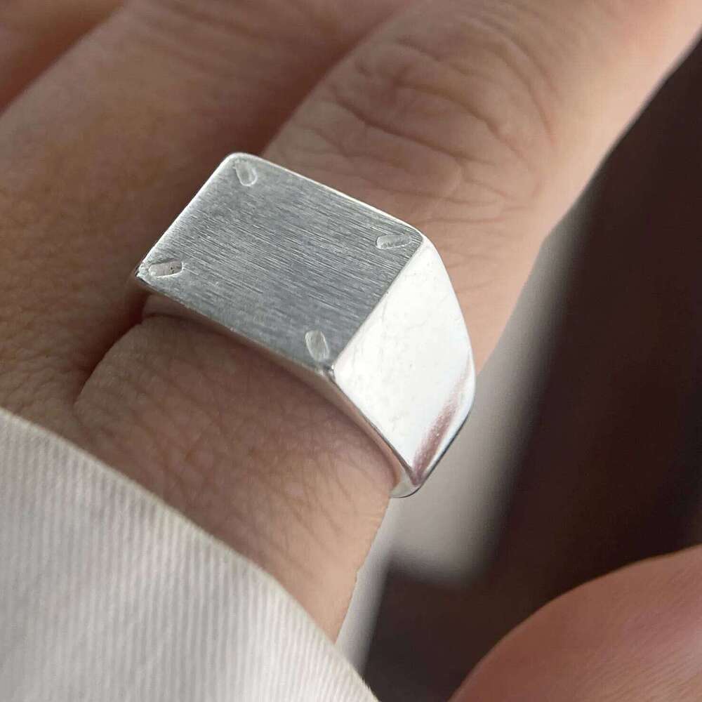 925 Sterling Silver Rings for Women Couple Minimalist Handmade Simple Square Shinning Ring Fine Jewelry Gift Prevent Allergy XJ260130