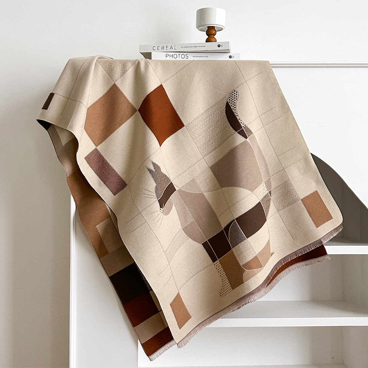 Luxury Accessory Scarves Cat Plaid Autumn Winter Classic Long Imitation Cashmere Scarf Geometric Warm Versatile Neck Warmer Shawl