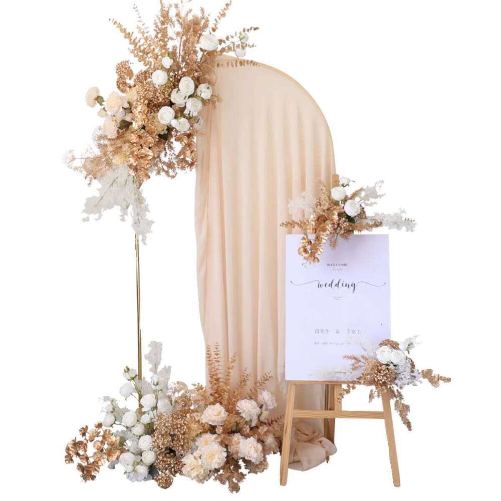 Custom Golden Leaf Plants Rose Flower Arrangement Wedding Backdrop Deco Wall Hanging Table Floral Row Window Display Y260130