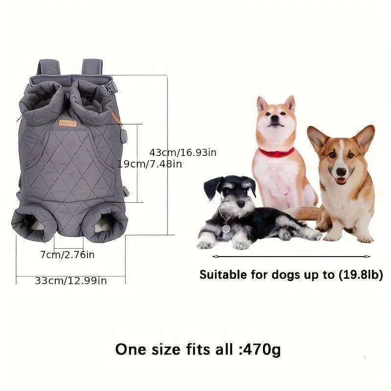 Cozy Pet Carrier Backpack Dogs - Fleece-Lined, Front Legs Out, Hands-Free Design for Hiking & Travel. 26H0130