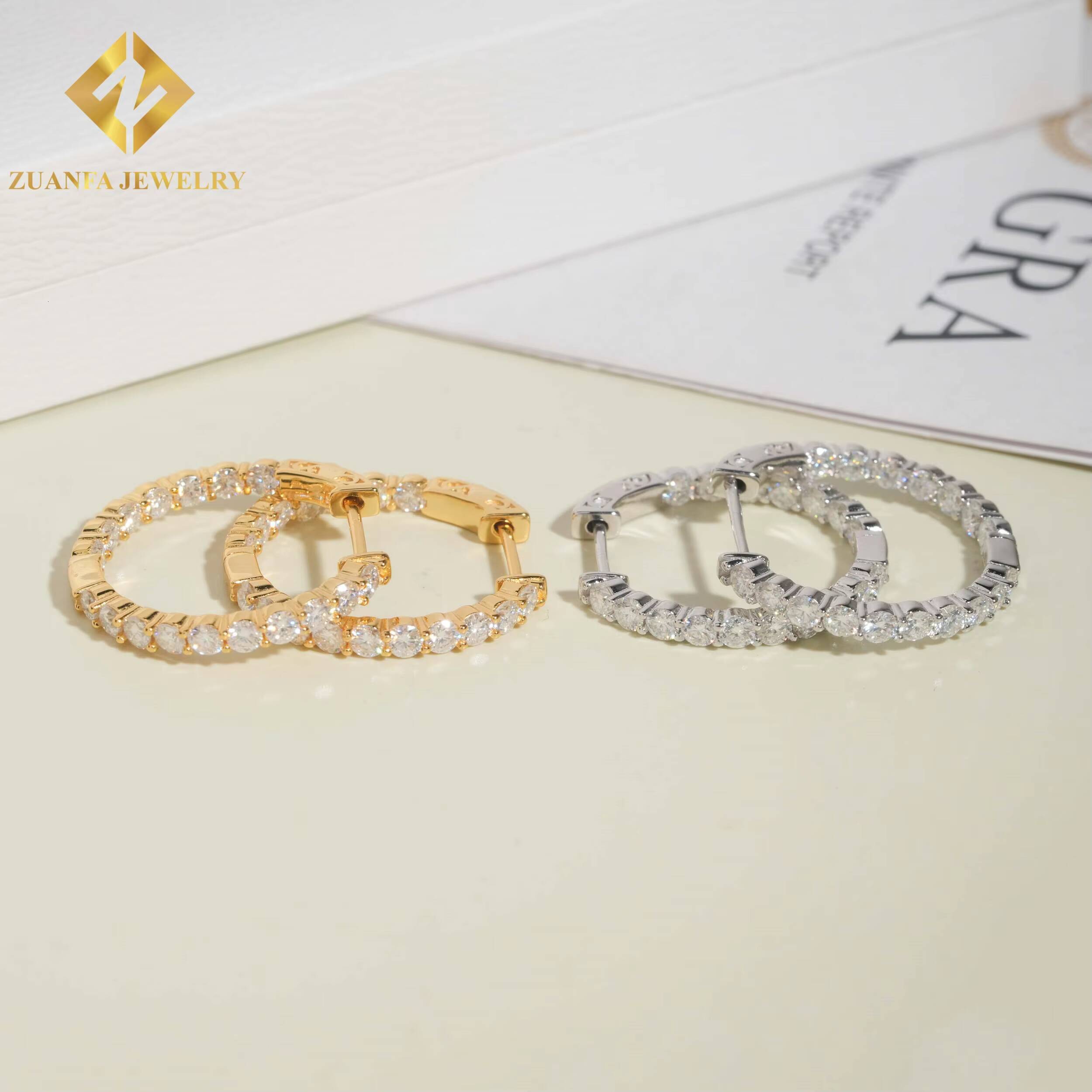 Fashion 29mm Hoop Earring 925 Sterling Silver VVS Moissanite Diamond Hoop Earring Dazzling and Sparkling Hoop Jewelry Unisex