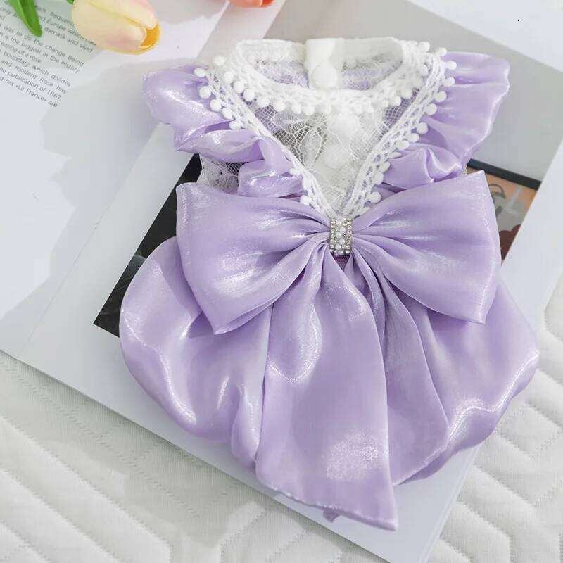 Bow Lace Pet Clothing For and Small Wedding Dog Princess Puppy Summer Clothes Cat Dress H260129