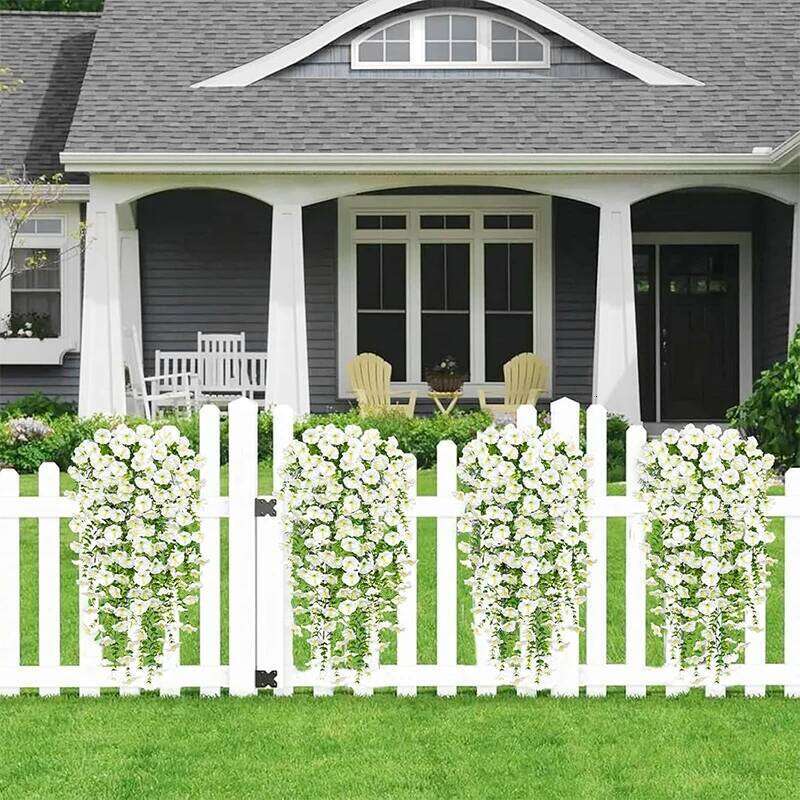 1/2Pc 75cm White Artificial Morning Glory Wall Faux Violet Plants Hanging Flowers Vines for Home Garden Wedding Decor Y260130