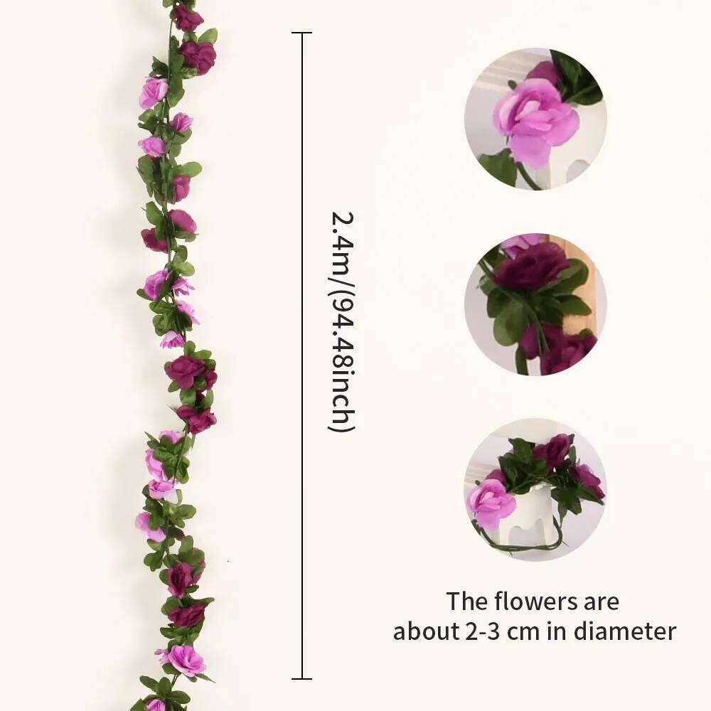 Artificial Flowers Vine 45/69pcs Head Rose Fake Flower Home Room Decor DIY Wedding Decoration Wall 1pc Hanging Garland Plants Y260130
