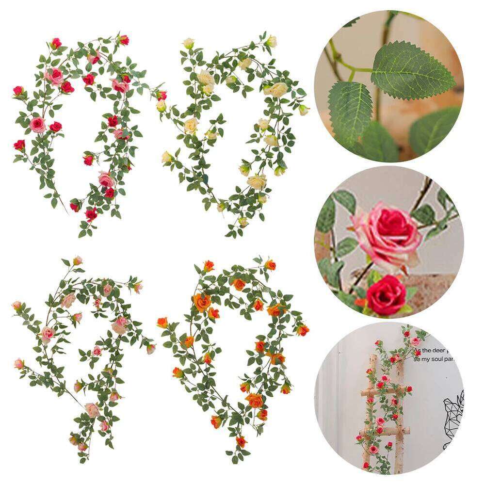 5.9 FT Artificial Rose Garland Fake Flower Vine for Wedding Home Party Garden Arrangement Decor Y260130