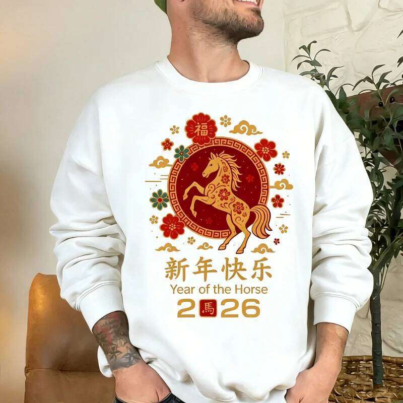 of the Horse Sublimation Chinese Design Lunar New Year Clipart Red Gold Zodiac Digital Download matching hoodies luanyun