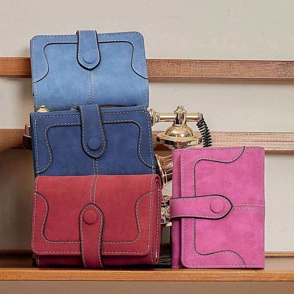 Vintage Compact women's Bifold short Wallet with Snap Closure, Multi-Card Slots,Coin Purse&ID Window LargeCapacity Zipper Clutch Z260130